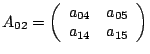 $A_{02}=\left(\begin{array}{cc}
a_{04} & a_{05}\\
a_{14} & a_{15}\end{array}\right)$