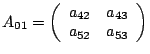 $A_{01}=\left(\begin{array}{cc}
a_{42} & a_{43}\\
a_{52} & a_{53}\end{array}\right)$